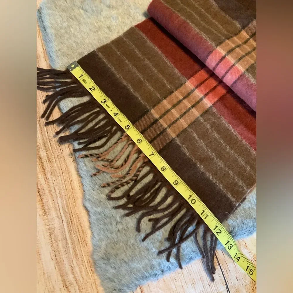 Jeffrey Banks 100% Wool Plaid Fringe Scarf